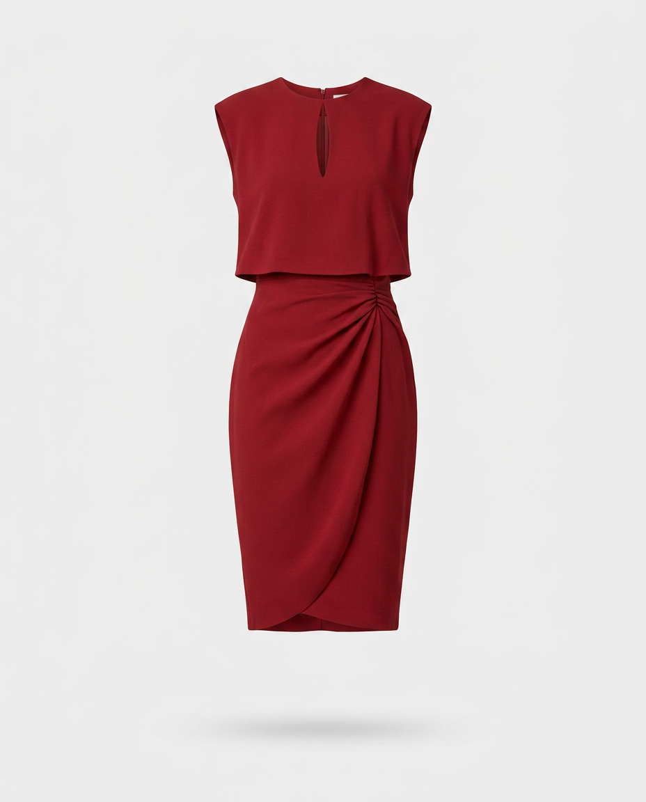 Ruca-Vestido Elegante Midi Drapeado