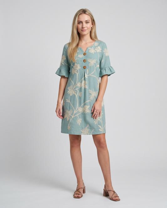CORAL-Vestido informal de mujer con estampado floral