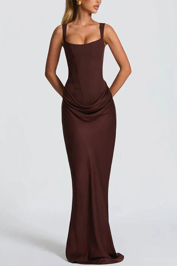 LEONOR-Vestido maxi de escote cuadrado