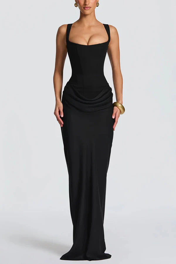 LEONOR-Vestido maxi de escote cuadrado