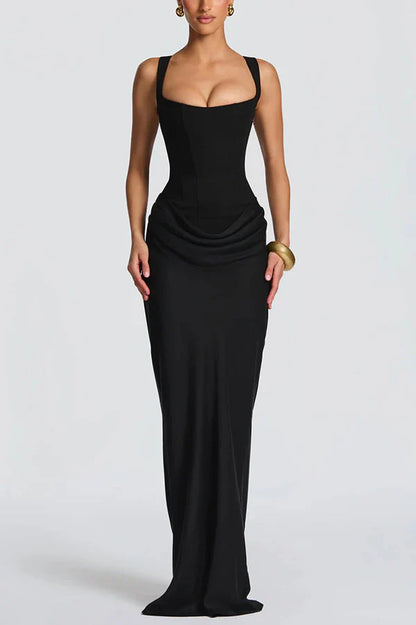 LEONOR-Vestido maxi de escote cuadrado