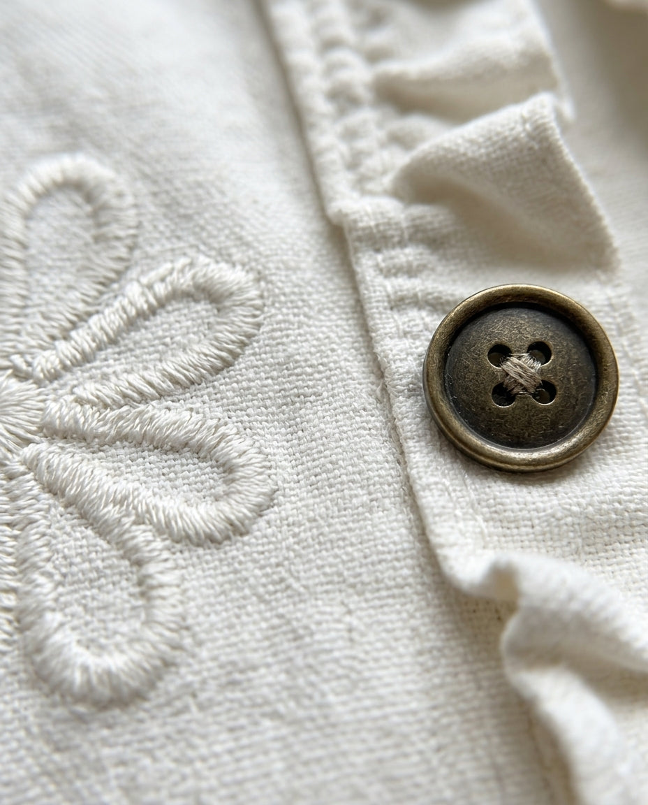 EMILIA -Chaqueta Bordada Marfil con Volantes