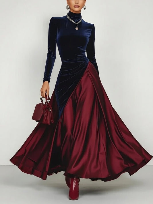 AUREA-Vestido largo bicolor