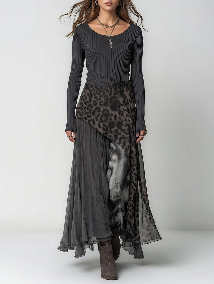 CARMEN-Vestido maxi bohemio con estampado leopardo