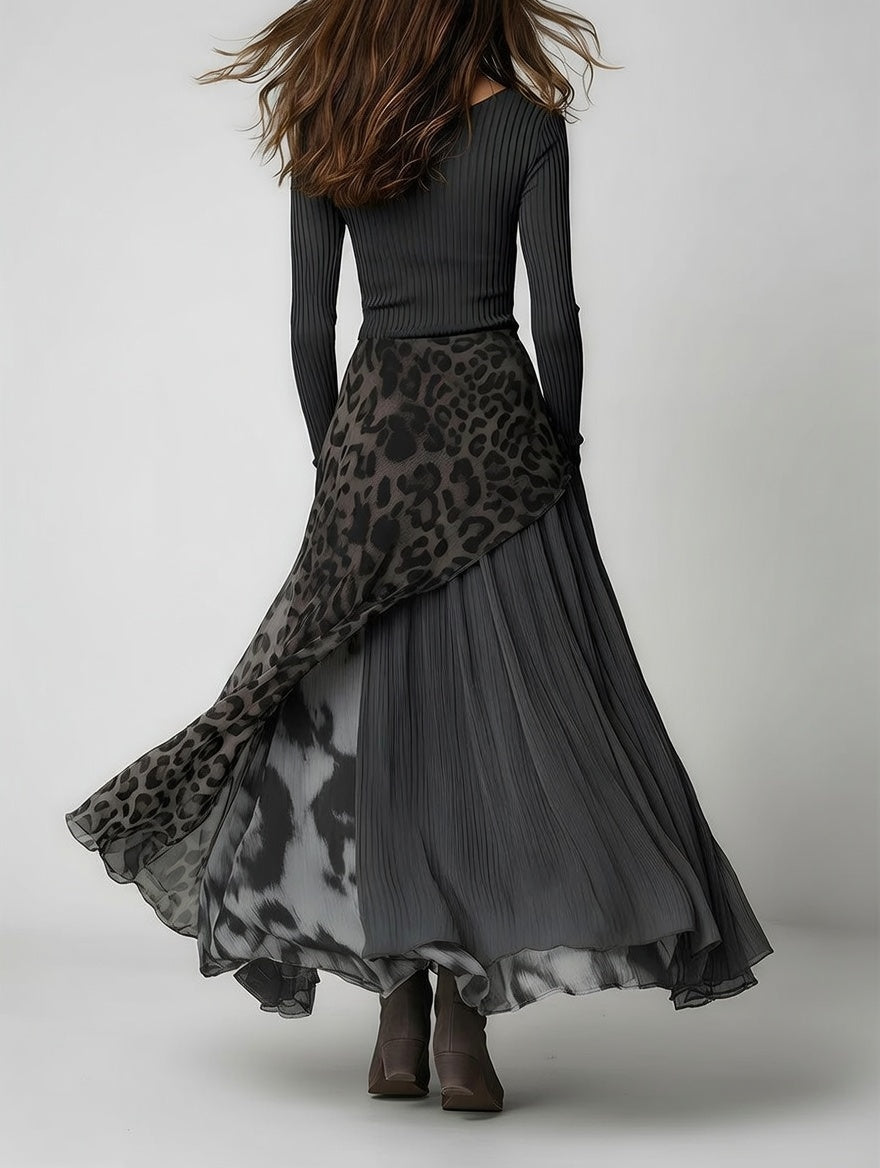 CARMEN-Vestido maxi bohemio con estampado leopardo