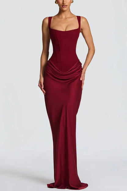 LEONOR-Vestido maxi de escote cuadrado