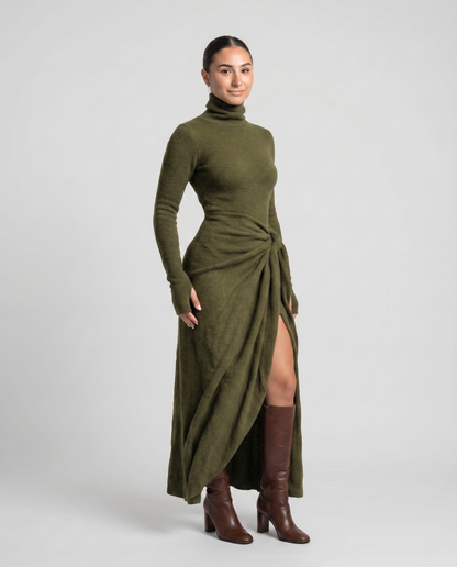 NAIRA-Vestido maxi con nudo lateral