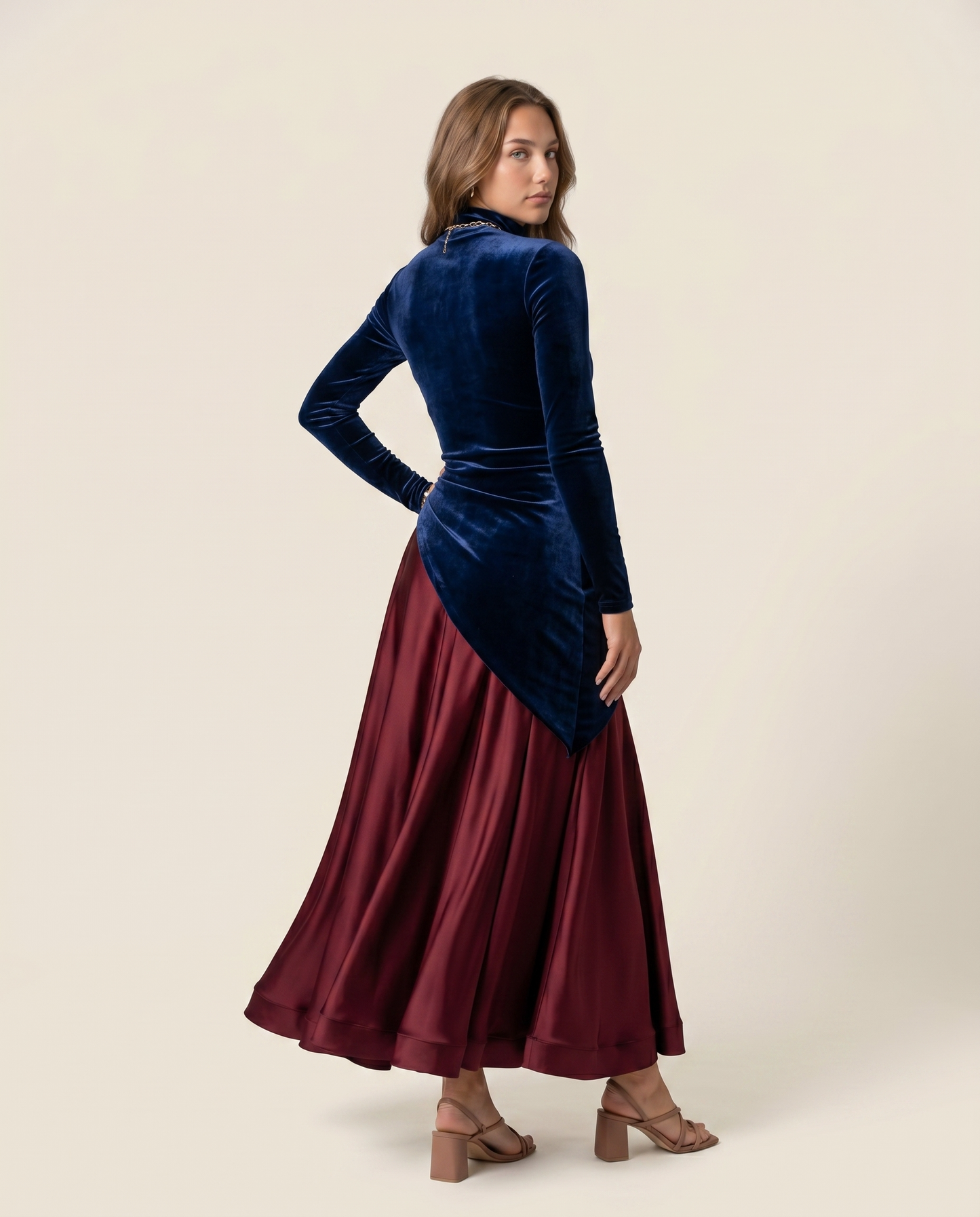 AUREA-Vestido largo bicolor