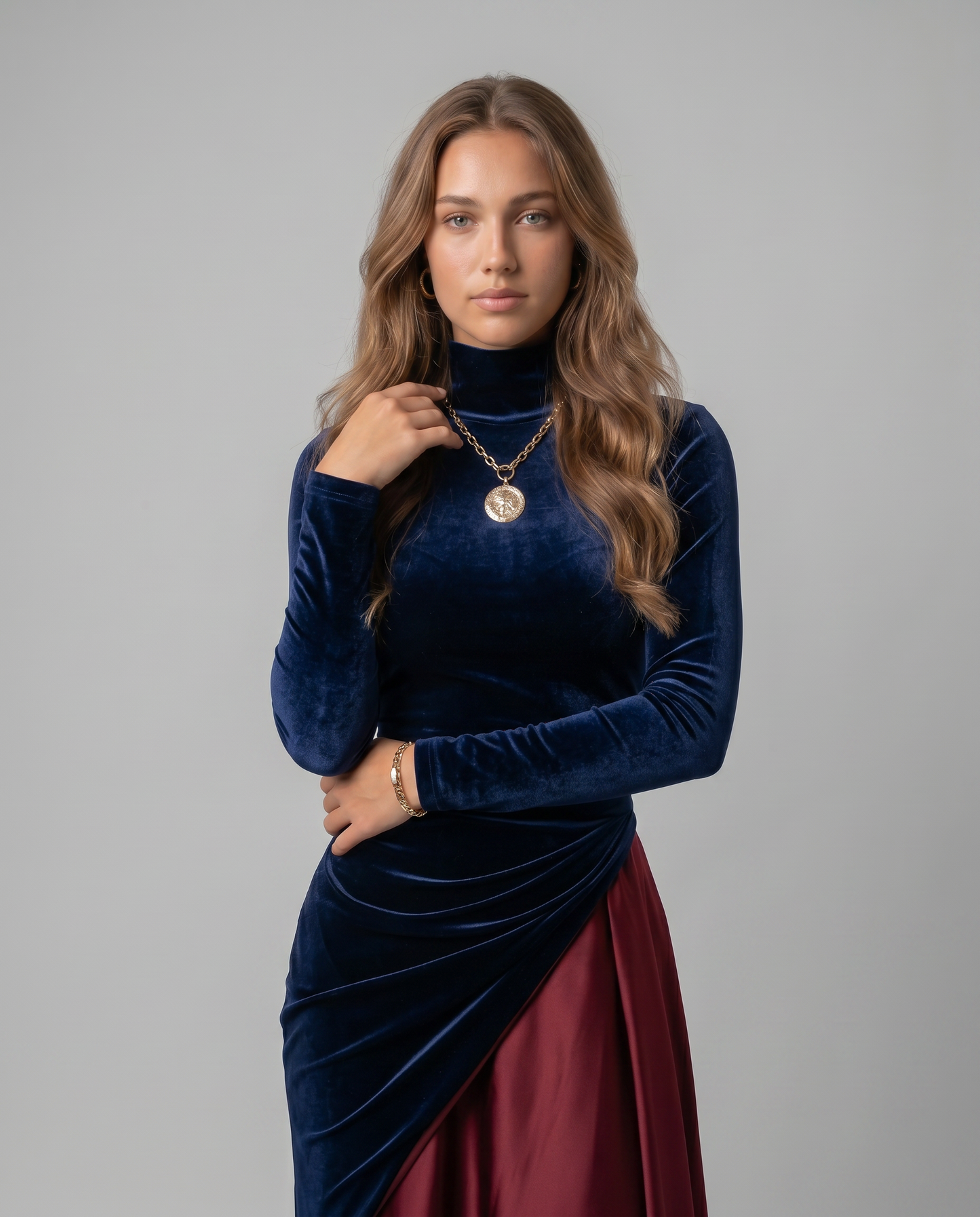 AUREA-Vestido largo bicolor