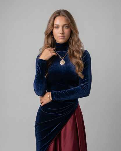 AUREA-Vestido largo bicolor
