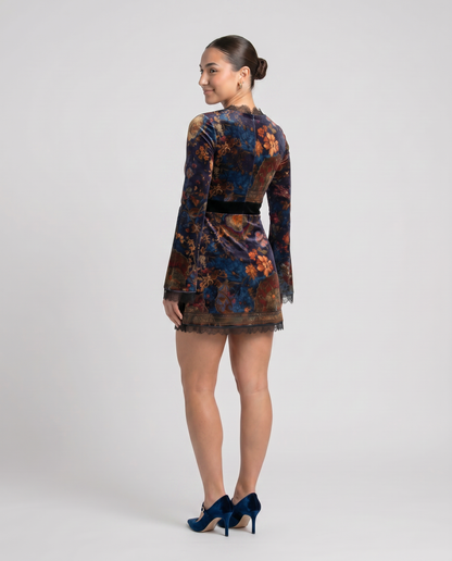 MARA-Vestido de terciopelo con encaje