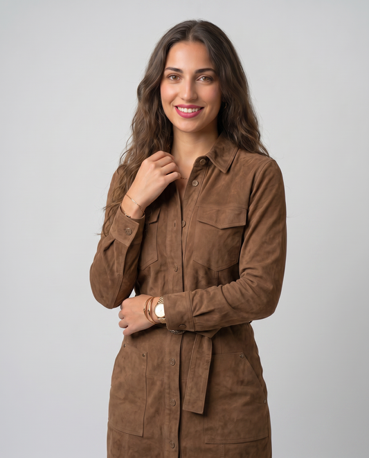 ALINA-Vestido midi de manga larga