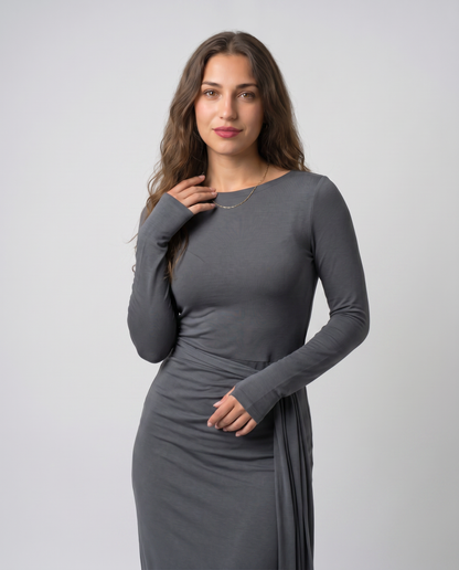NAIRA-Vestido maxi con nudo lateral