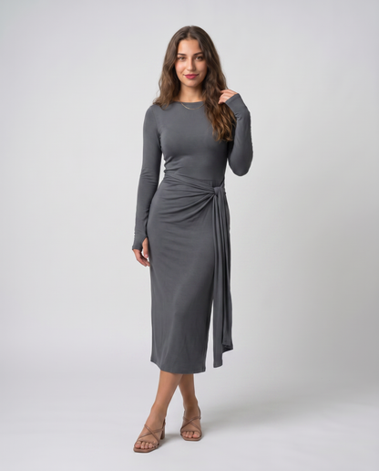NAIRA-Vestido maxi con nudo lateral