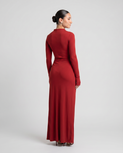 NAIRA-Vestido maxi con nudo lateral