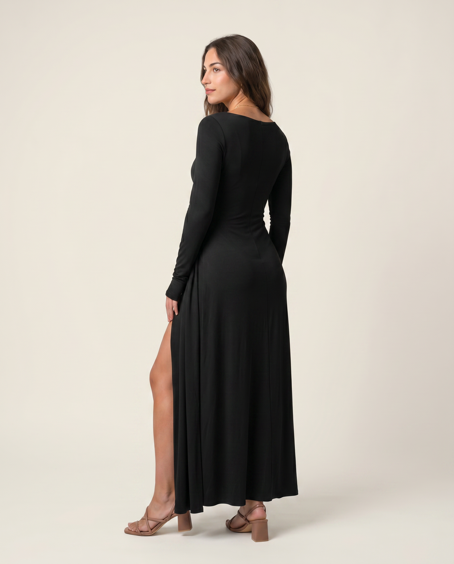 NAIRA-Vestido maxi con nudo lateral