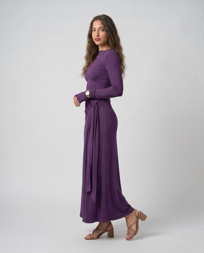 NAIRA-Vestido maxi con nudo lateral