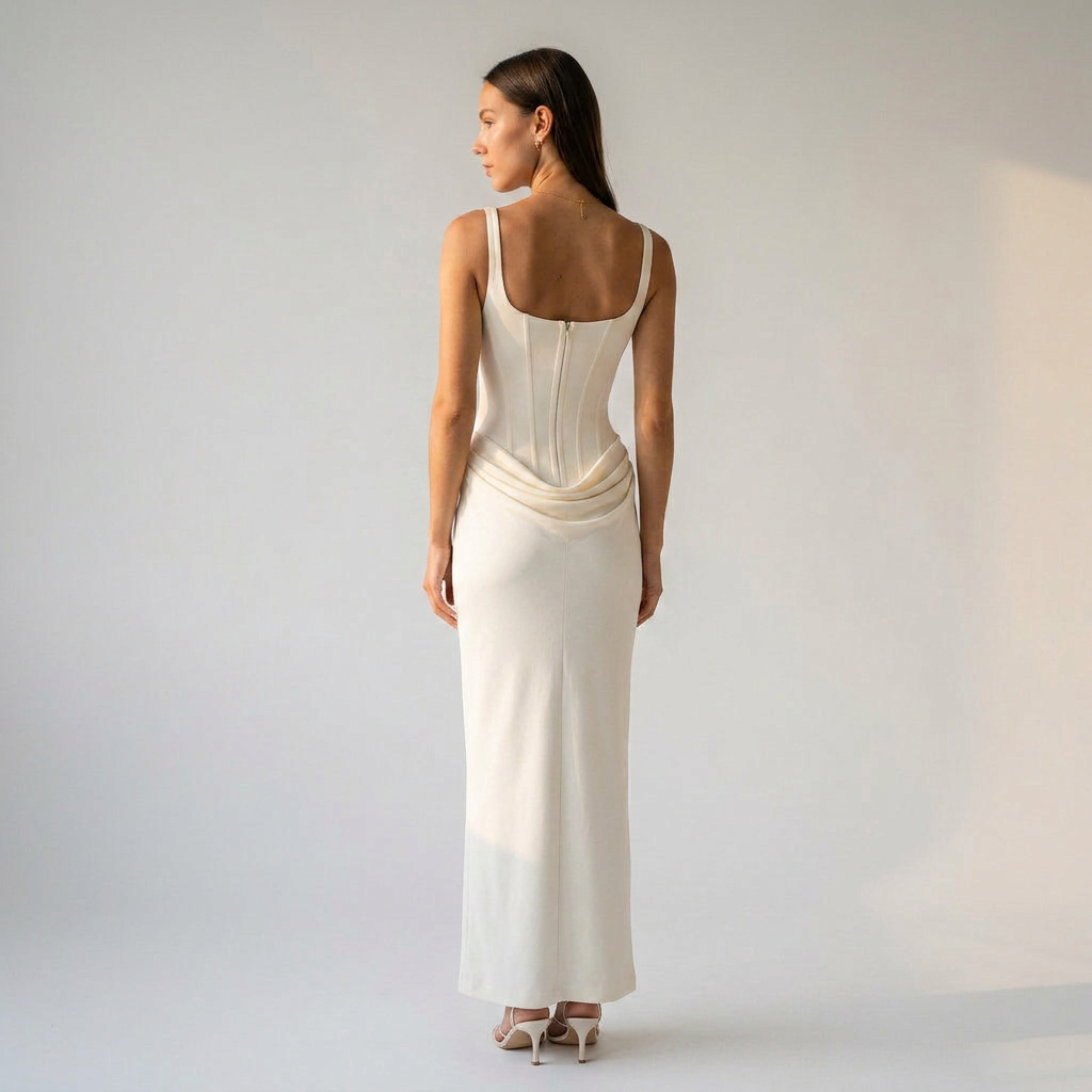LEONOR-Vestido maxi de escote cuadrado