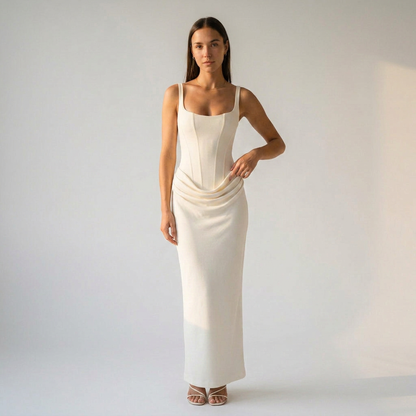 LEONOR-Vestido maxi de escote cuadrado