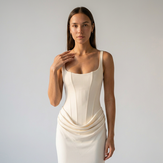 LEONOR-Vestido maxi de escote cuadrado