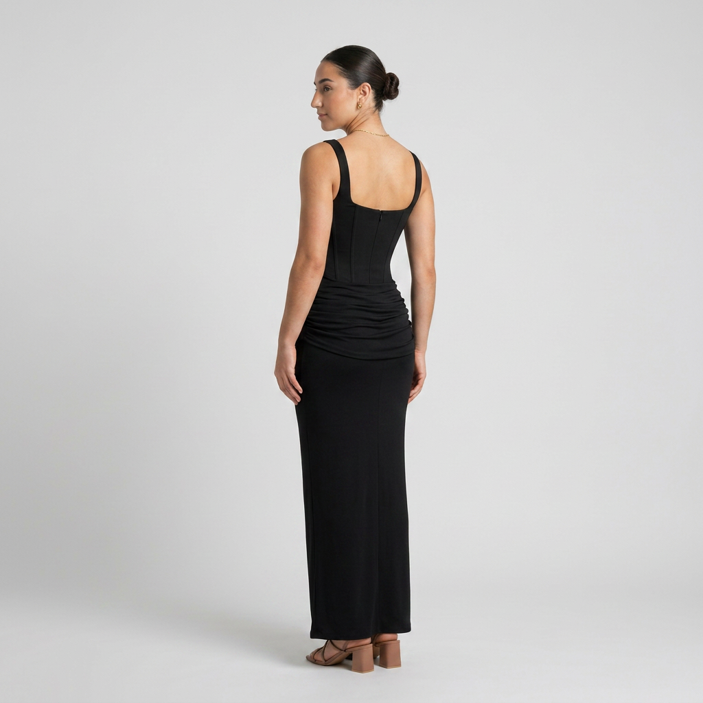 LEONOR-Vestido maxi de escote cuadrado