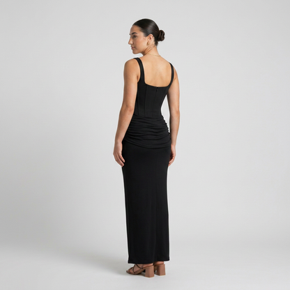LEONOR-Vestido maxi de escote cuadrado