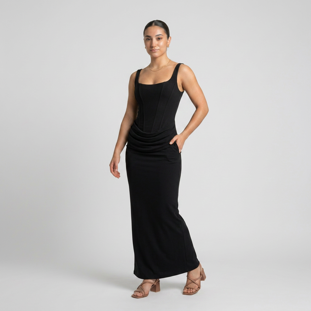 LEONOR-Vestido maxi de escote cuadrado
