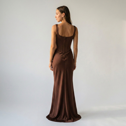 LEONOR-Vestido maxi de escote cuadrado