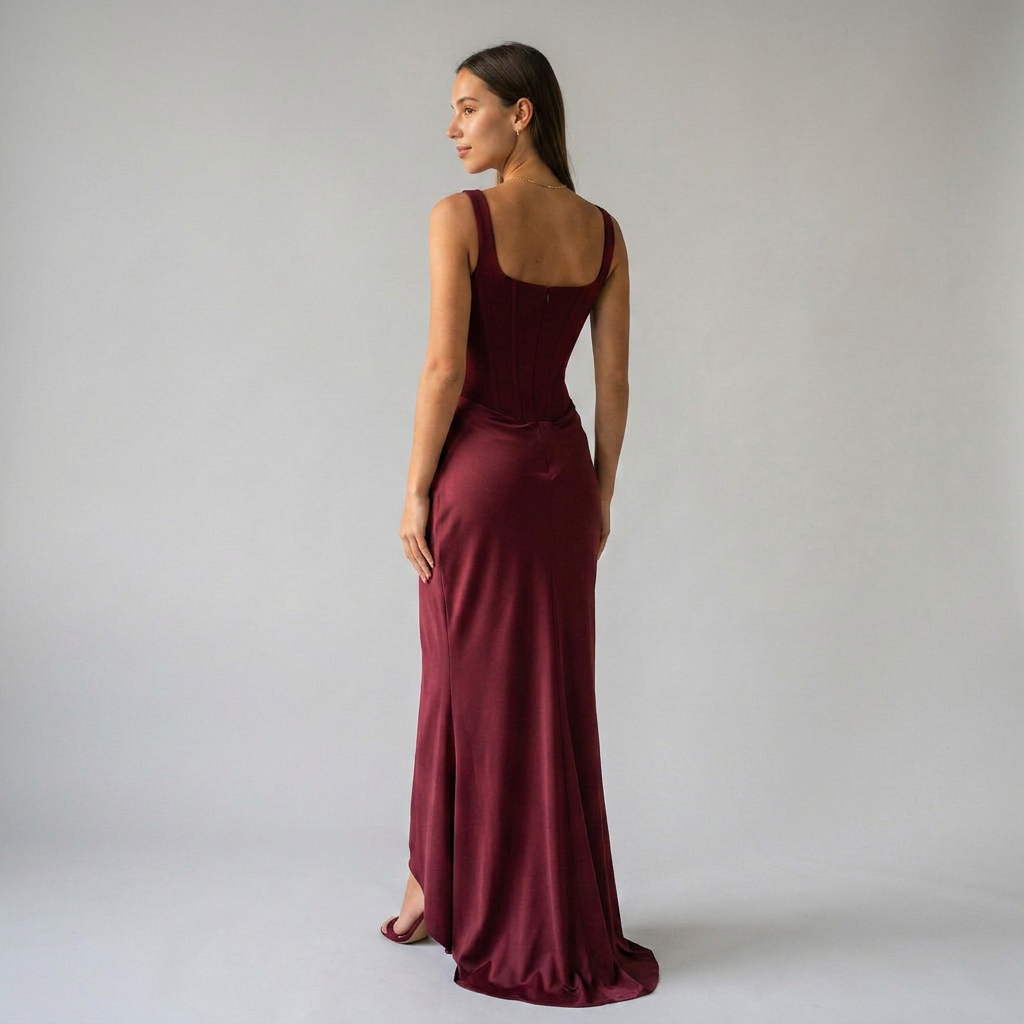 LEONOR-Vestido maxi de escote cuadrado