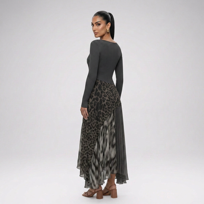 CARMEN-Vestido maxi bohemio con estampado leopardo