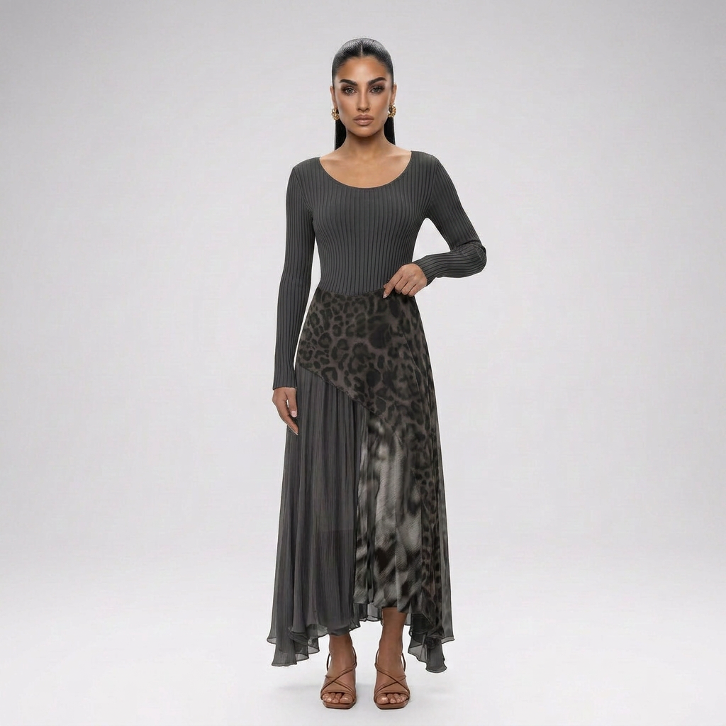 CARMEN-Vestido maxi bohemio con estampado leopardo