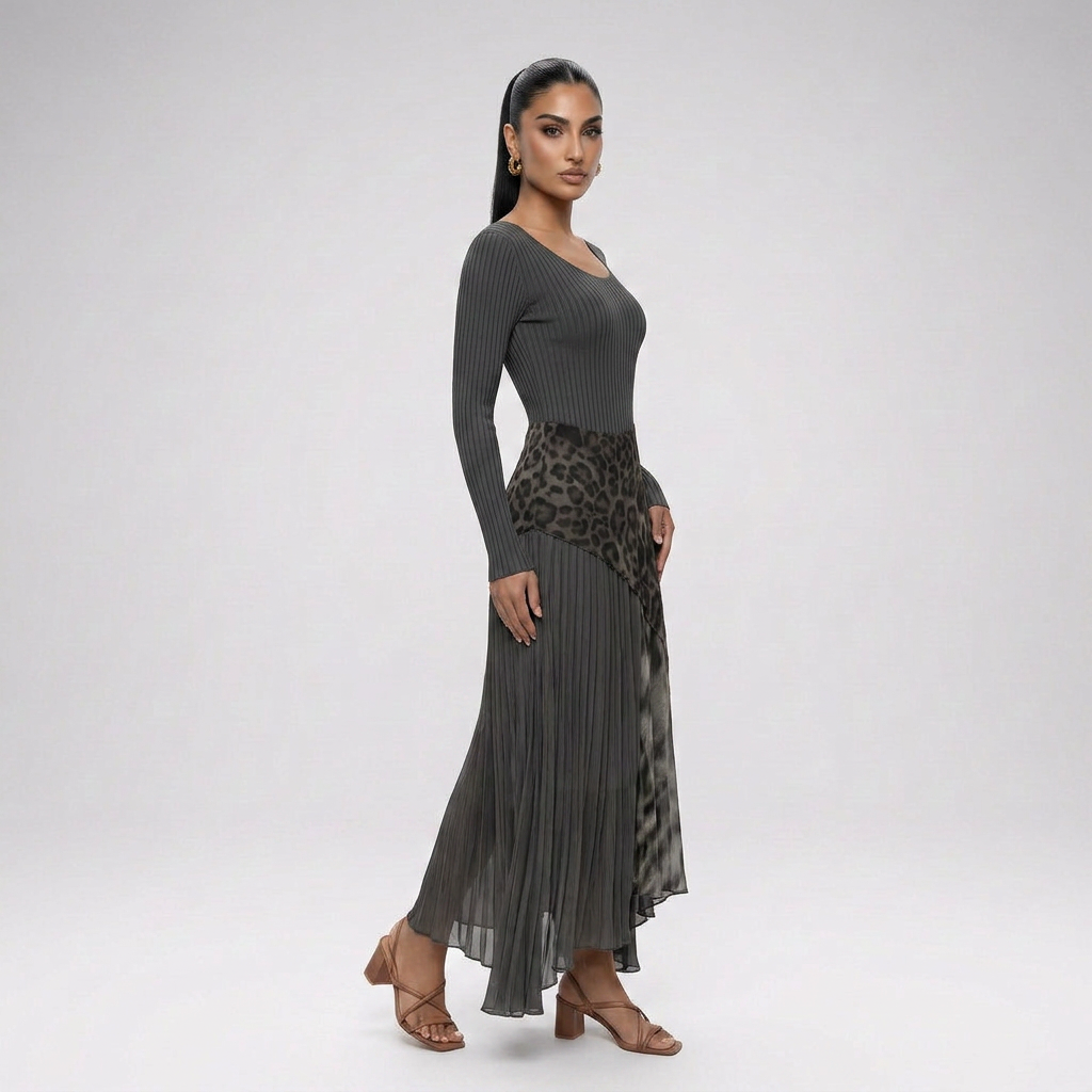 CARMEN-Vestido maxi bohemio con estampado leopardo