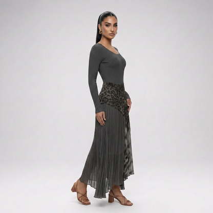 CARMEN-Vestido maxi bohemio con estampado leopardo
