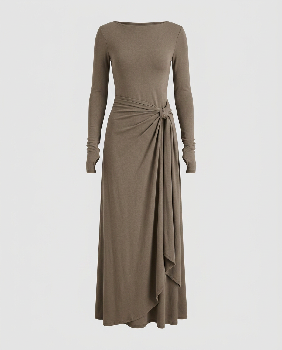 NAIRA-Vestido maxi con nudo lateral