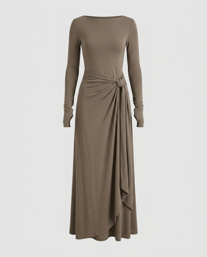 NAIRA-Vestido maxi con nudo lateral