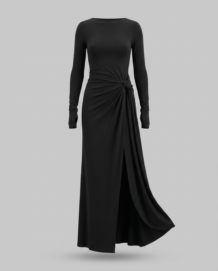 NAIRA-Vestido maxi con nudo lateral