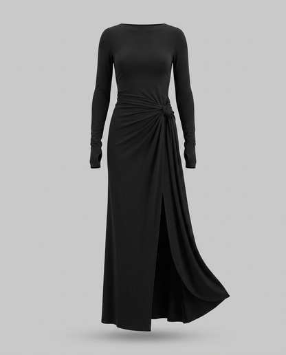 NAIRA-Vestido maxi con nudo lateral