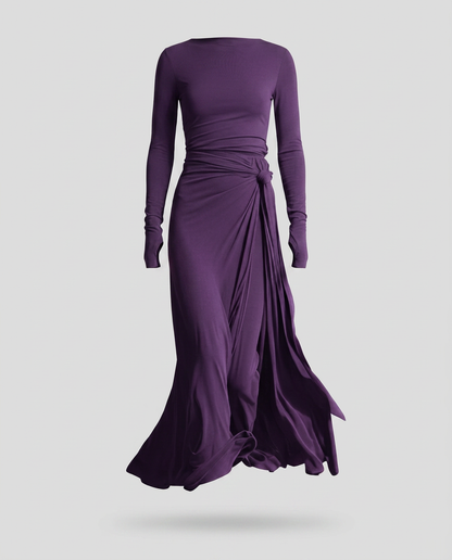 NAIRA-Vestido maxi con nudo lateral