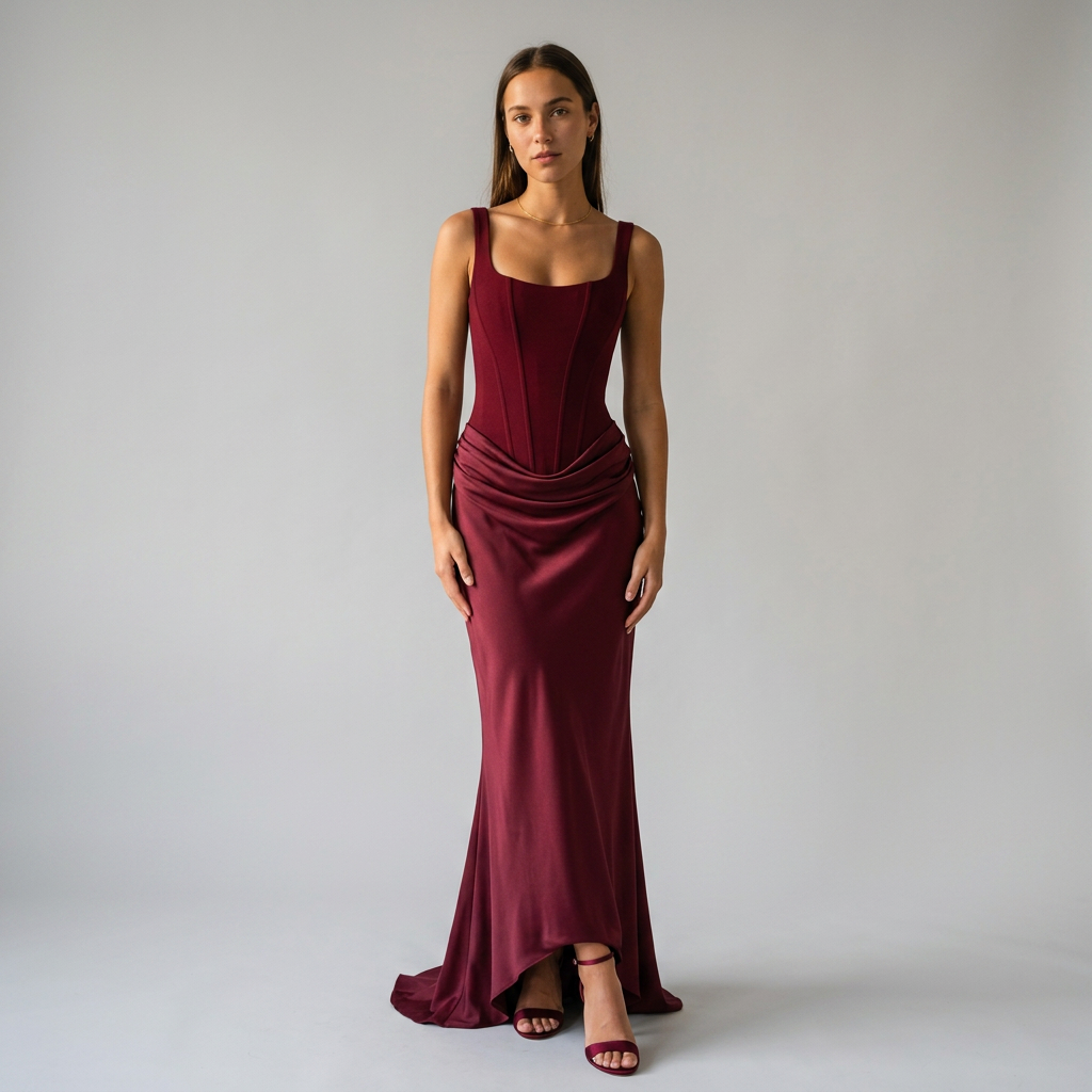 LEONOR-Vestido maxi de escote cuadrado