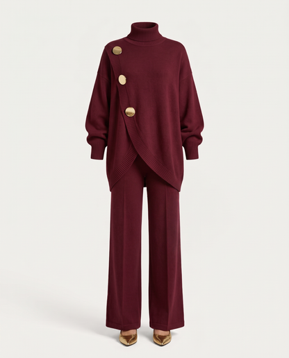 NOA- Conjunto de punto: jersey cuello alto y pantalón ancho