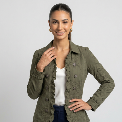AMPARO- Chaqueta bordada con volantes