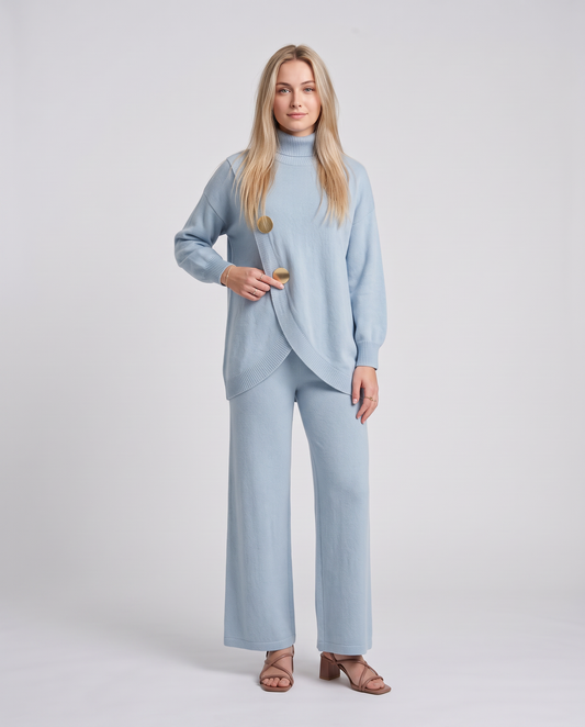 NOA- Conjunto de punto: jersey cuello alto y pantalón ancho