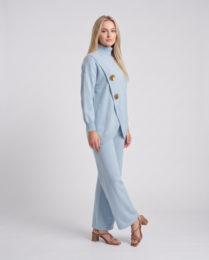 NOA- Conjunto de punto: jersey cuello alto y pantalón ancho