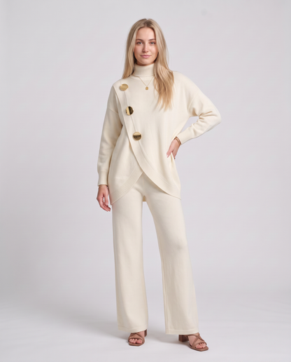 NOA- Conjunto de punto: jersey cuello alto y pantalón ancho