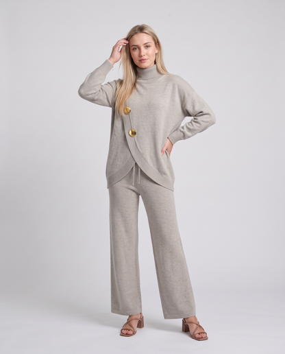 NOA- Conjunto de punto: jersey cuello alto y pantalón ancho