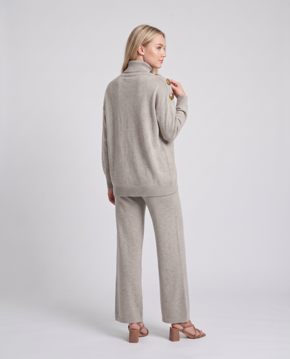 NOA- Conjunto de punto: jersey cuello alto y pantalón ancho