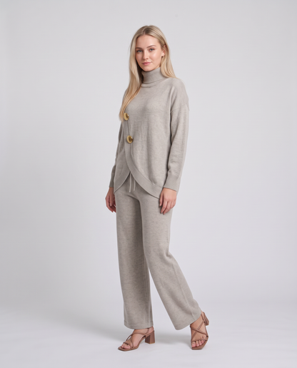 NOA- Conjunto de punto: jersey cuello alto y pantalón ancho