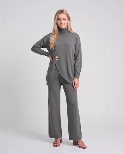NOA- Conjunto de punto: jersey cuello alto y pantalón ancho