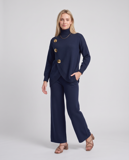 NOA- Conjunto de punto: jersey cuello alto y pantalón ancho