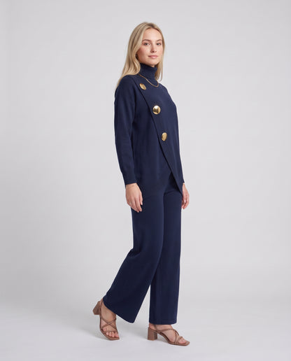 NOA- Conjunto de punto: jersey cuello alto y pantalón ancho